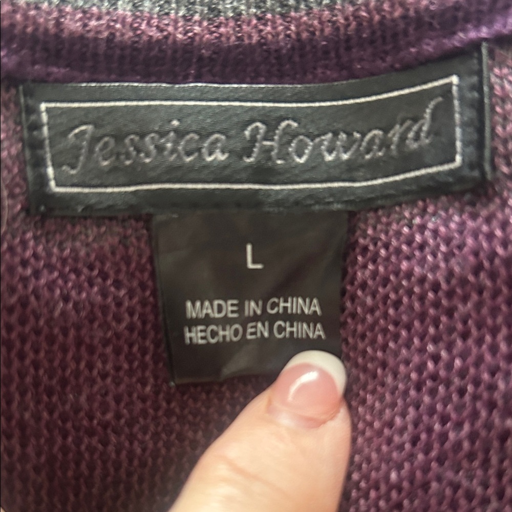 JESSICA HOWARD Cute Chevron Sweater Dress in Purple and Gray Perfect for FALL🍁💜 - Picture 6 of 10